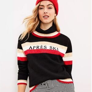 NWT LOFT Black and Red Cowl Neck Sweater